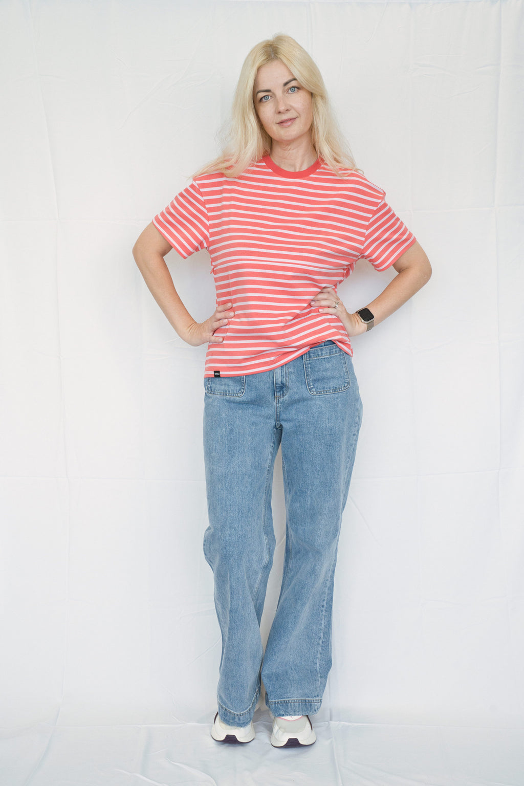 Red & Purple Striped Breastfeeding Tee with Hidden Zip
