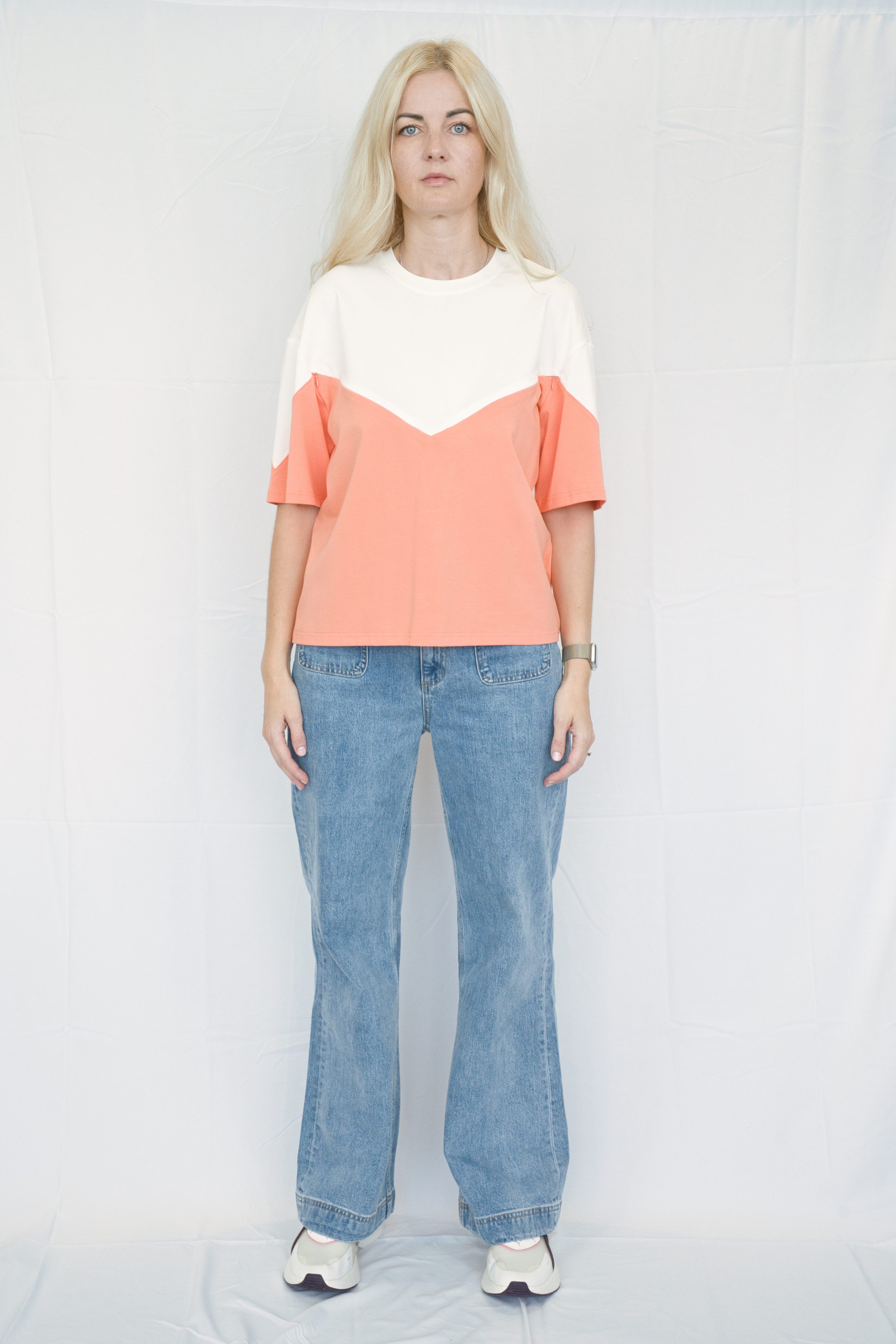 Colour Block Breastfeeding Tee with Hidden Zip
