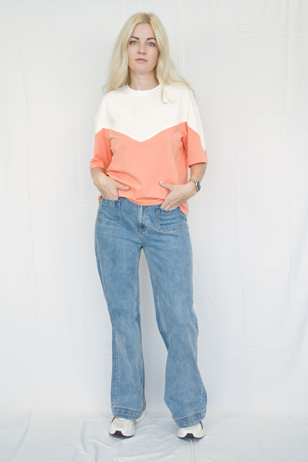 Colour Block Breastfeeding Tee with Hidden Zip