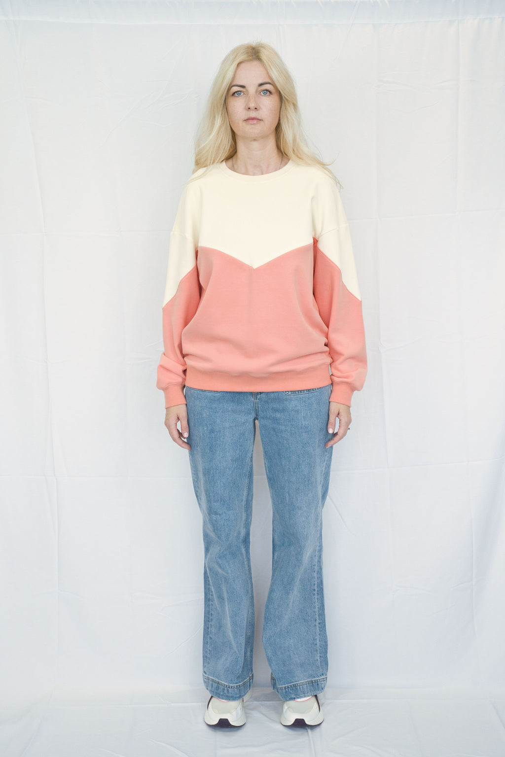 Cream & Peach Colour Block Breastfeeding Sweatshirt with hidden zip