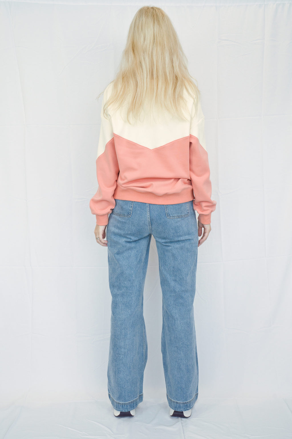 Cream & Peach Colour Block Breastfeeding Sweatshirt with hidden zip