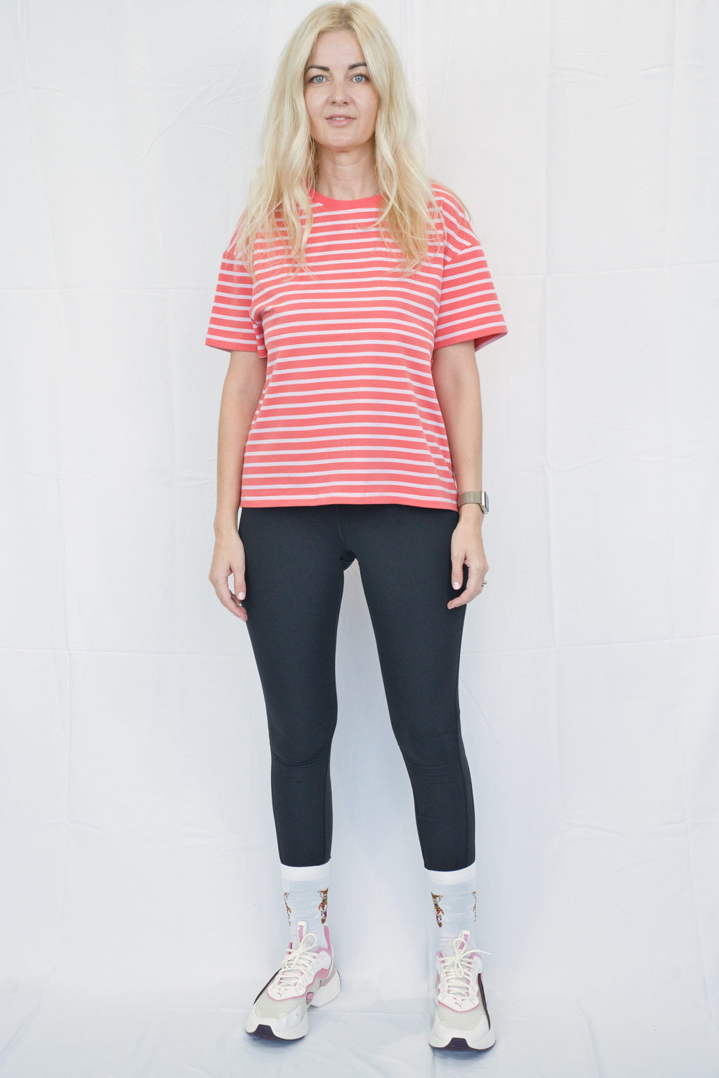 Red & Purple Striped Breastfeeding Tee with Hidden Zip
