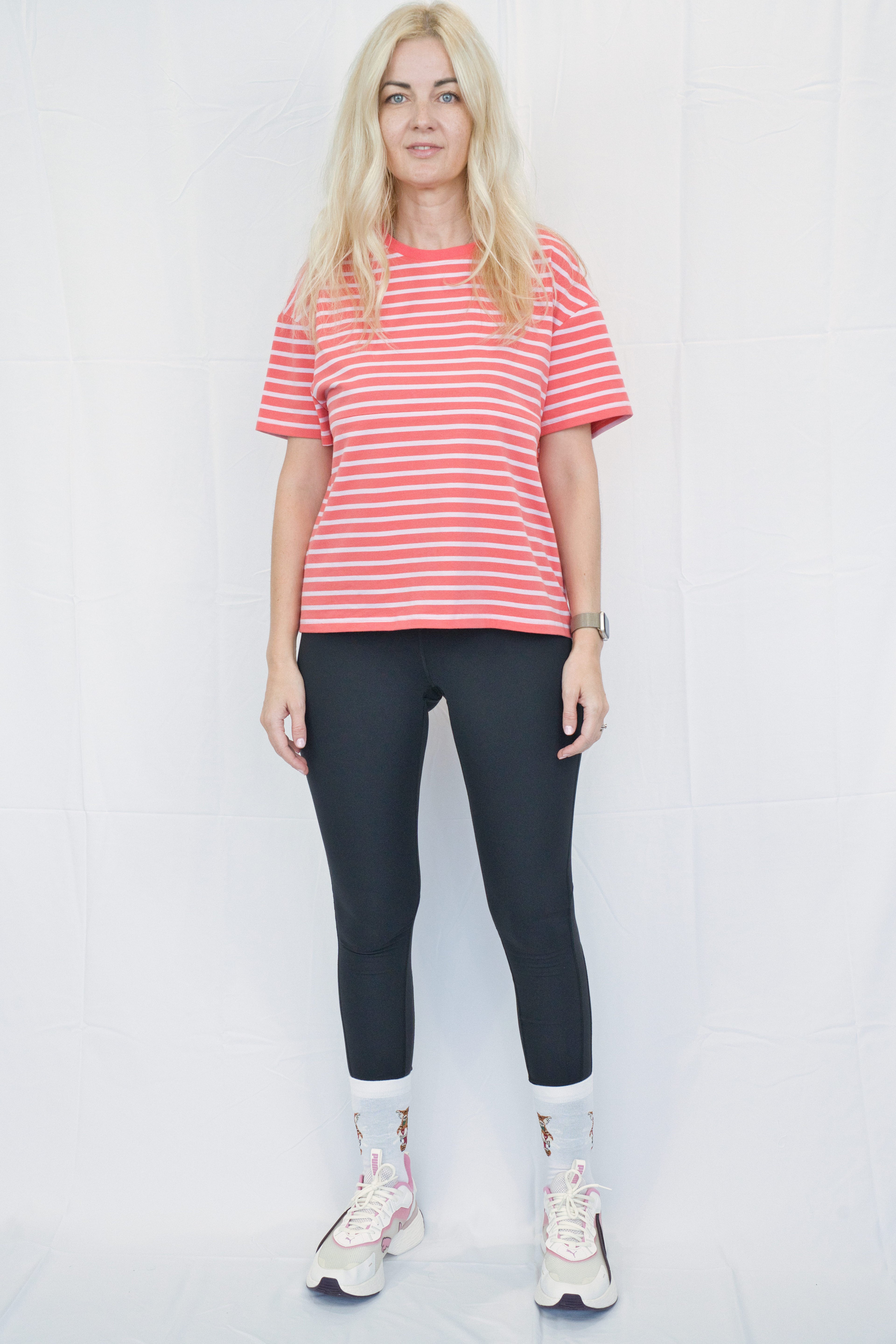 Red & Purple Striped Breastfeeding Tee with Hidden Zip